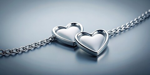 Two hearts connected by a delicate silver chain, loving, cord,  loving, cord,interwoven