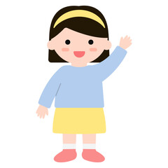 인사하는 여자아이 일러스트
