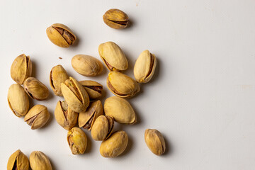 pistachio nuts and white background