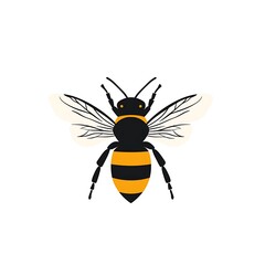 Fototapeta premium Busy Bee Icon: A detailed illustration of a honeybee, showcasing its intricate wings and striped abdomen. Perfect for nature-themed designs, honey products, and environmental awareness campaigns.