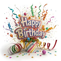 Happy birthday 3D text  illustration wallpaper , card in colorful letters for kids and others