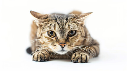 Obraz premium Flat headed Cat isolated on White background