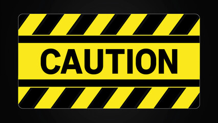 Illustration of a bold caution signboard featuring striking black and yellow stripes with a "CAUTION" title. For safety, attention, awareness themes.