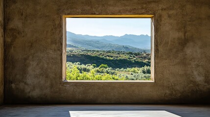 Modern Panoramic Window with Adjacent Wall, Minimalist Architectural Design