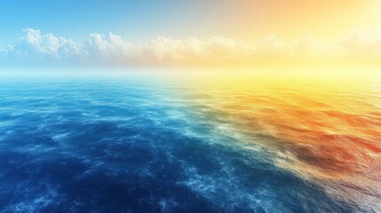 Obraz premium Serene ocean sunset with blue and golden hues.