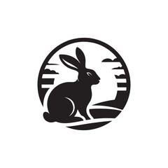bunny silhouette vector line art logo design