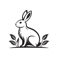 bunny silhouette vector line art logo design