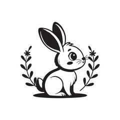 bunny silhouette vector line art logo design
