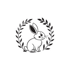 bunny silhouette vector line art logo design