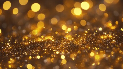 Golden bokeh effect glitter isolated on a transparent background,