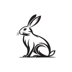 bunny silhouette vector line art logo design