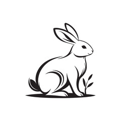 bunny silhouette vector line art logo design