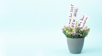 New Year resolution 2025, goals for the future, learning skill, time for action and change
