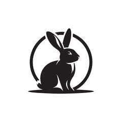 bunny silhouette vector line art logo design