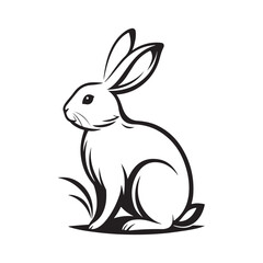 bunny silhouette vector line art logo design