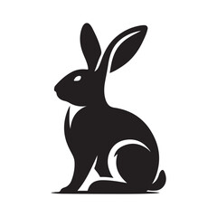 bunny silhouette vector line art logo design