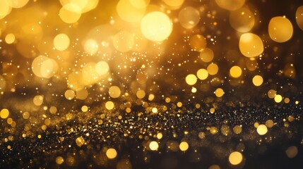 Golden glitter bokeh effect isolated on a transparent background,