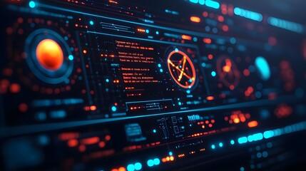 Fototapeta premium futuristic hud interface digital technology - cyberpunk aesthetics