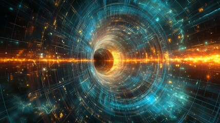 Obraz premium Japanese physicist imagines the 4th dimension experiencing time as a physical space quantum mechanics metaphysical research abstract infographic minimalist art SEO optimized