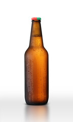 glass brown bottle with beer