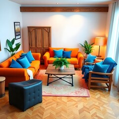 modern Tv lounge living room with sofa wallpaper