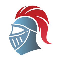 Knight Helmet Vector Design with Red Plume.