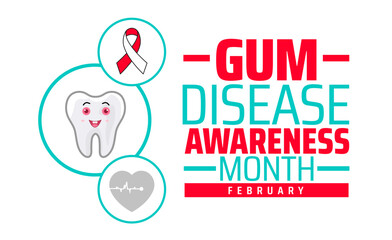 Fototapeta premium Gum Disease Awareness Month background banner or poster design template. observed every year in February. Holiday concept. Use to any Template, card, poster, placard, template.