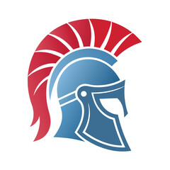 Knight Helmet Vector Design with Red Plume.