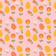 Happy easter geometric floral pattern - ideal for seasonal design and craft projects.