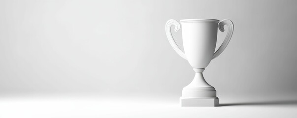 3d achievement award icon minimalist design matte silver trophy studio environment side view symbol of success