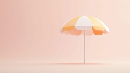 3d beach umbrella icon in soft pastel tones minimalist design studio environment clean viewpoint visual concept