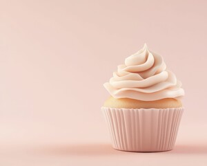 3d cupcake with delicate frosting sleek aesthetic muted shades contemporary setting minimalist concept