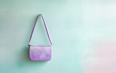 Soft lavender crossbody bag gently floating on a pale mint background