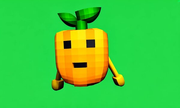 Mango pixel background, green screen