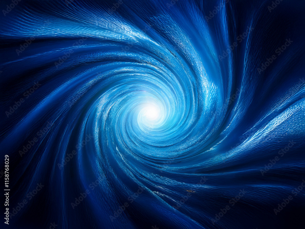 Aufkleber a mesmerizing blue vortex spirals inward, creating a tunnel-like effect towards a bright central lig