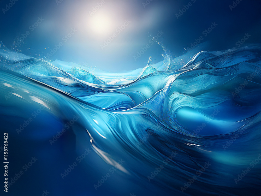 Aufkleber serene ocean waves, illuminated by a bright sun, create a mesmerizing, abstract seascape. the water'