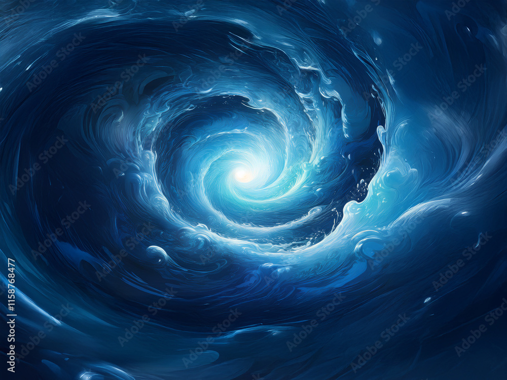 Leinwandbilder a mesmerizing spiral of swirling blue liquid, luminous at its core, evokes a sense of cosmic depth a