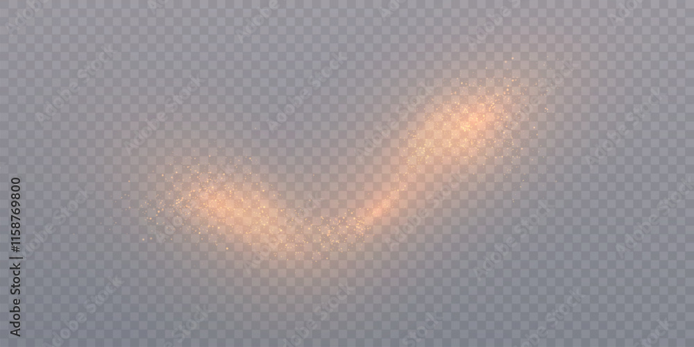 Poster glowing bright bokeh and glitter effect of bright golden cloud with transparent glare of small parti