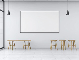 Ample Cafeteria Mockup with Blank Specials Board in a Cozy Setting