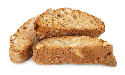 Traditional Italian almond biscuits (Cantucci) isolated on white