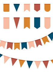 Obraz premium Set of pennants in different shapes and colors to celebrate an event such as a birthday or party. Colorful and modern festive elements