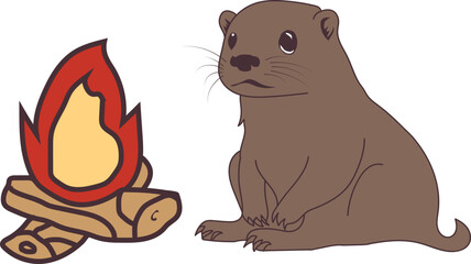 fire otter graphic vector art