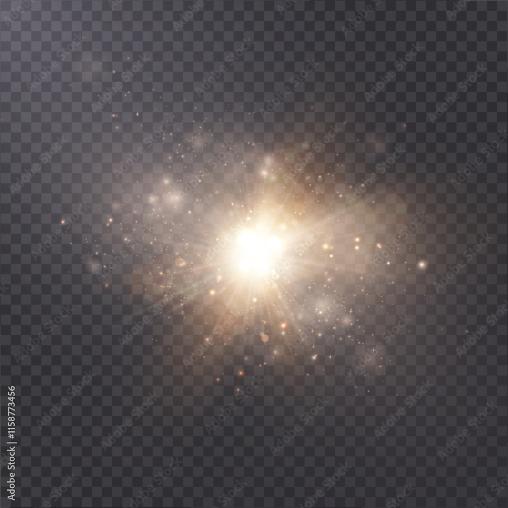 Poster bright glowing light effect bright glare. effect of glowing light rays distortion light lens. beauti