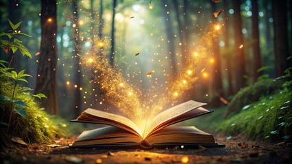 A magical book, vintage forest photos, beautifully combined.