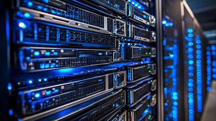 Illuminated Server Racks In Modern Data Center