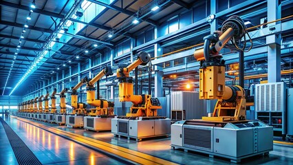 Advanced automated production line in a modern factory.