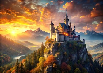 Fototapeta premium AI-crafted castle scene, majestic, fanatical detail.