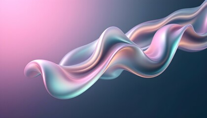 Obraz premium Pastel colored holographic abstract texture background as liquid waves of silk in vibrant neon colors. Holographic 3d abstract background. Iridescent texture, liquid metal, foil 3d background