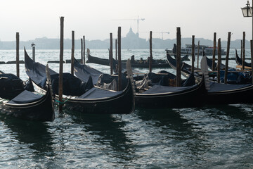 The gondolas, elegant guardians of stories and dreams in front of San Giorgio Maggiore, where the reflection of their colors dances on the water, creating a timeless enchantment. news Bezos
