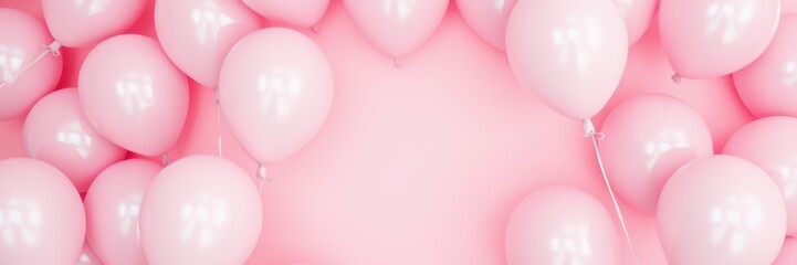 Pink balloons decorate a cheerful space for a joyful celebration or special event
